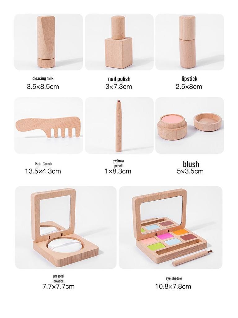 Wooden Children's Makeup Playset: Pretend Play Dressing Table for Girls