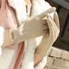 Golden Metal Labeling Suede Gloves Solid Color Jacquard Elastic Gloves Women's Winter Cold-proof Warm Gloves