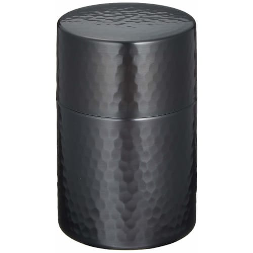Shinko Metal Black Copper Finish Tea Caddy, Medium (Capacity: 150g), Pure Copper with a Black Copper Finish, Hammered Design, BC-106