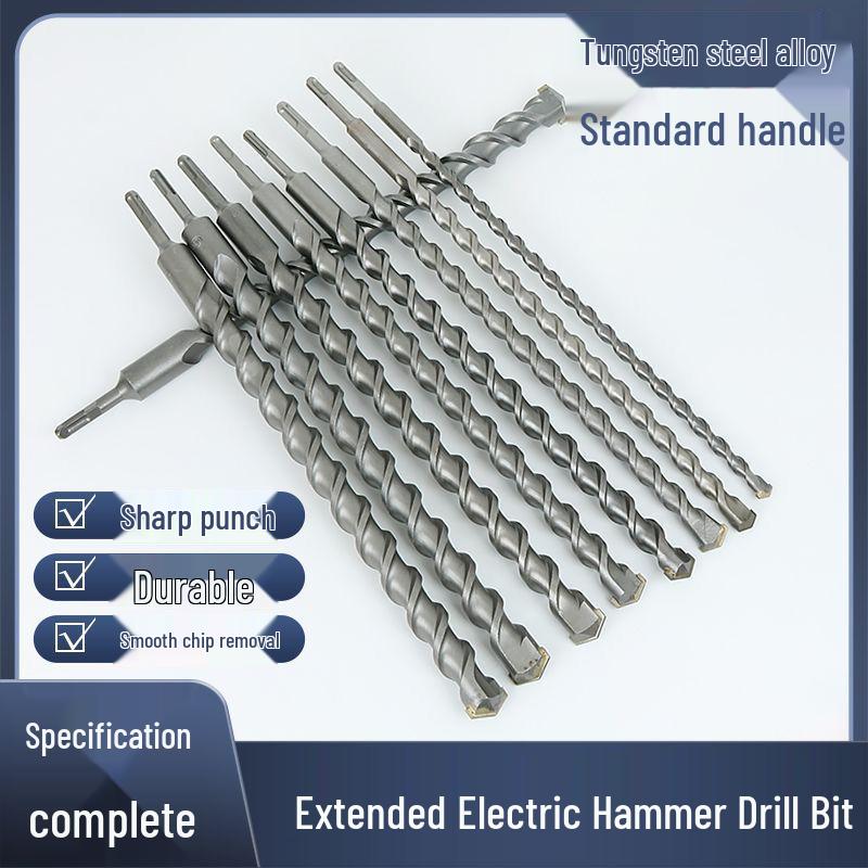 Extended Electric Hammer Drill Bit, Square & Round Shank, for Concrete Piercing - Available in 500mm to 2m Lengths