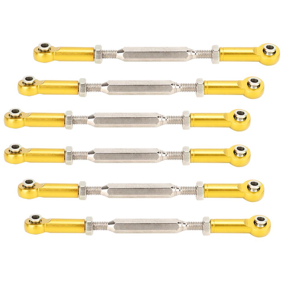 6Pcs 88mm Aluminum Alloy Adjustable Push RodsTurnbuckle Rod Linkage Accessories for RC Car Modelsgolden
