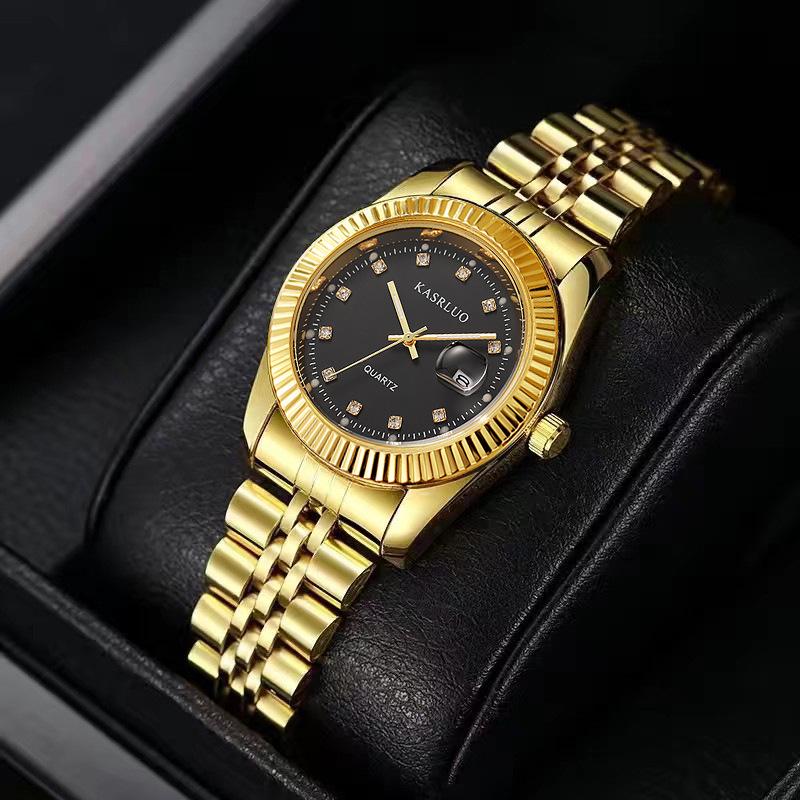 Casaro Waterproof Luminous Quartz Couple Watch with Women's Calendar