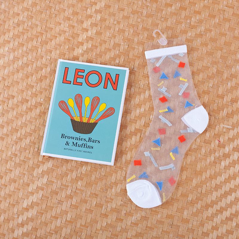 

Женские носки в корейском стиле с животными, повседневные, в стиле Харадзюку, прозрачные, из кристаллического шелка, трендовые, с мультяшным принтом и фруктами, дышащие, из стекловолокна, Meias One Size