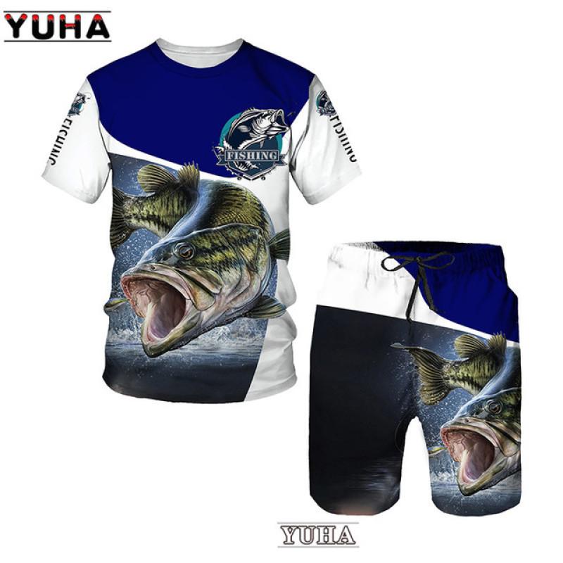 Karpfen Angeln 3D Gedruckt Sommer Lustige T-shirt Shorts Set männer Sportswear Trainingsanzüge O Hals Kurzarm Coole Männer der Kleidung