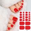 22tips Solid Bake Free Gel Toe Nail Strips Naked Color Gel Nail Adhesive Pedicure Red DIY Polis A8J2