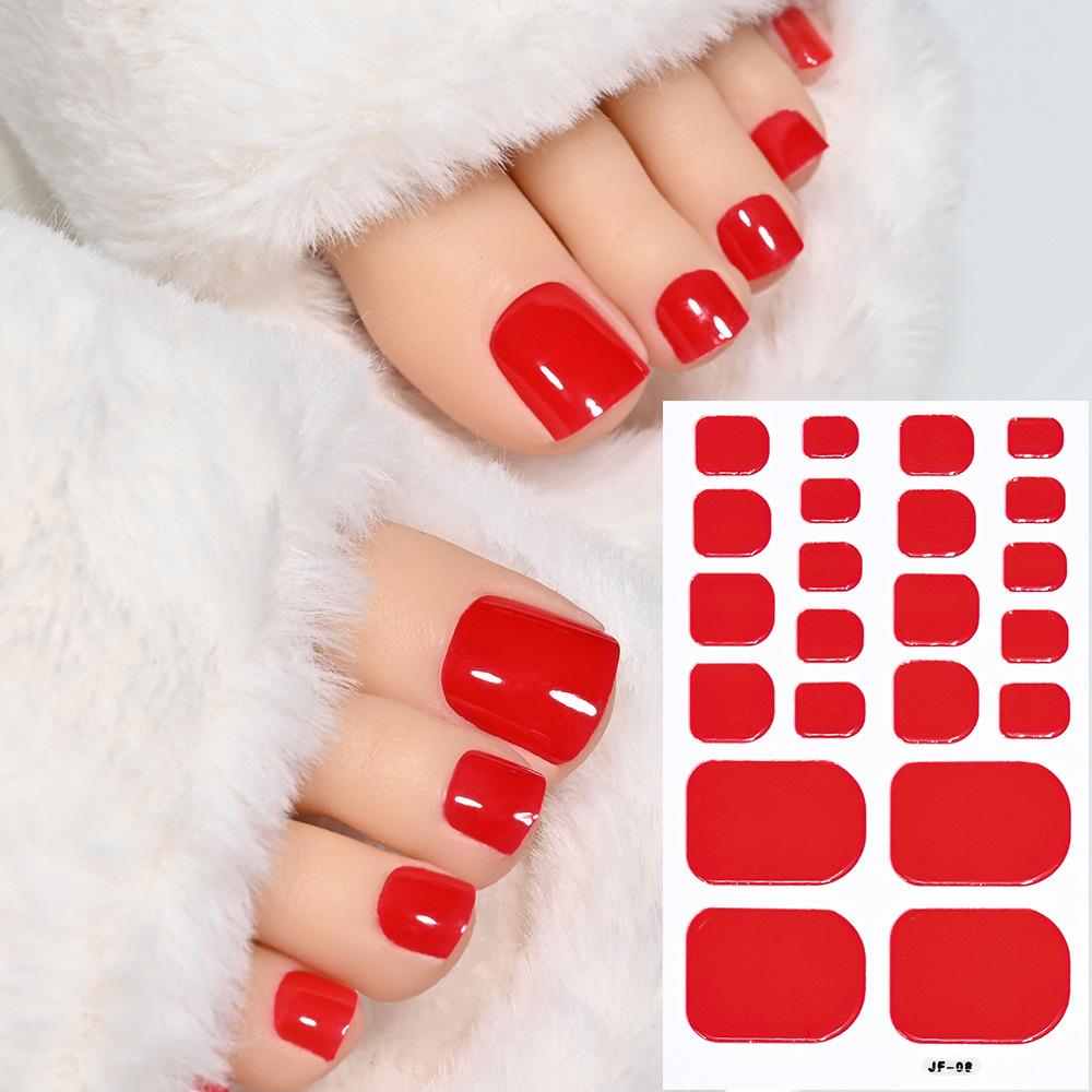 22tips Solid Bake Free Gel Toe Nail Strips Naked Color Black Adhesive Pink Red Polish Gel Nail O4P0
