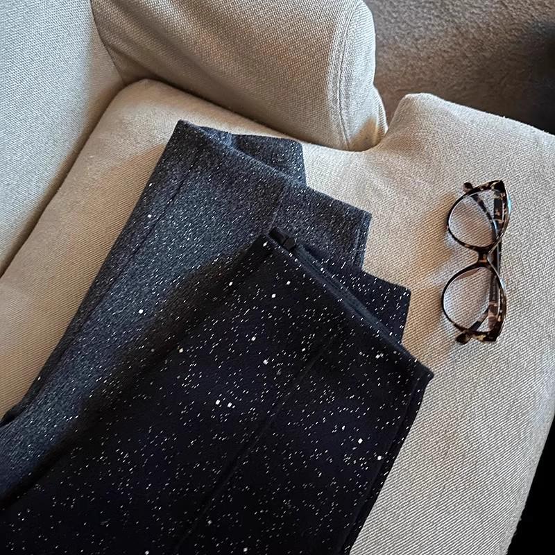 Dámské černé vlněné áčkové šortky - Podzim/Zima 2024 Ležérní styl se širokými nohavicemi