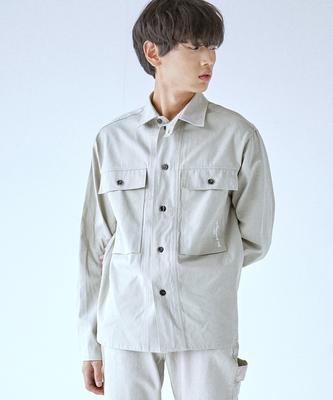 Intar Cotton Logo Shirt Jacket _Beige