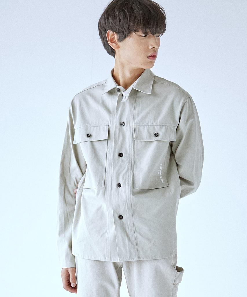 Intar Cotton Logo Shirt Jacket _Beige