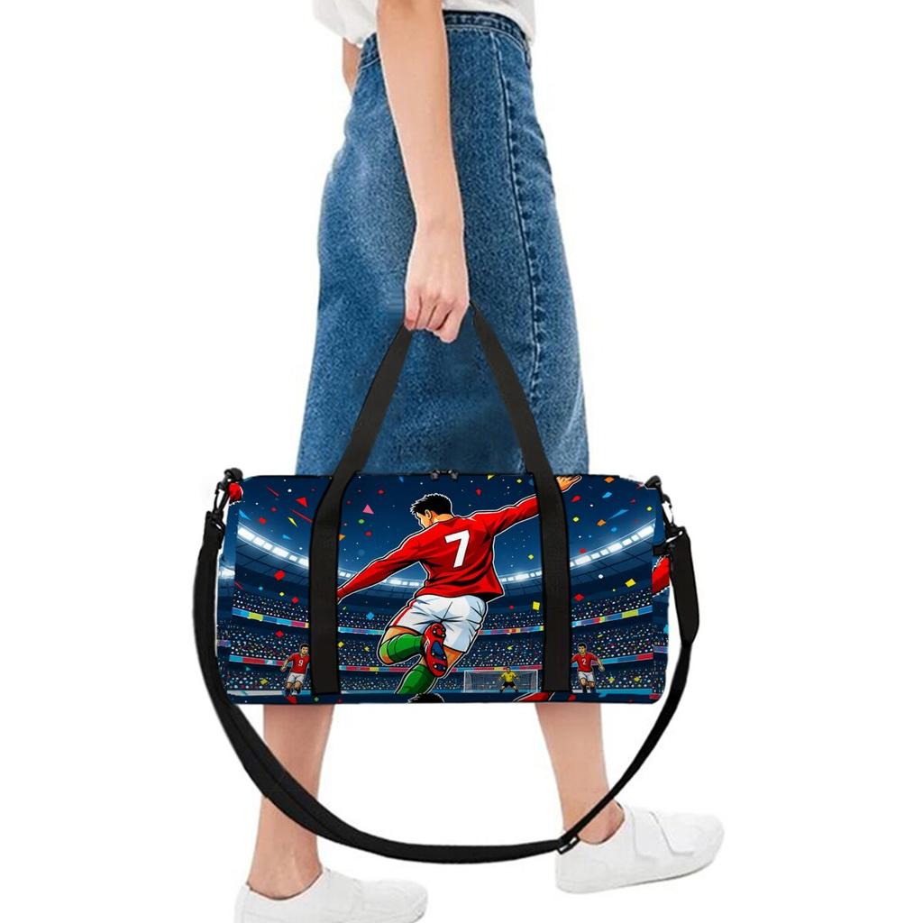 Football Print School Travel Bag Large Capacity Luggage Bag 2D Flat Cartoon Best Gift for Boys Girls Fashion Style