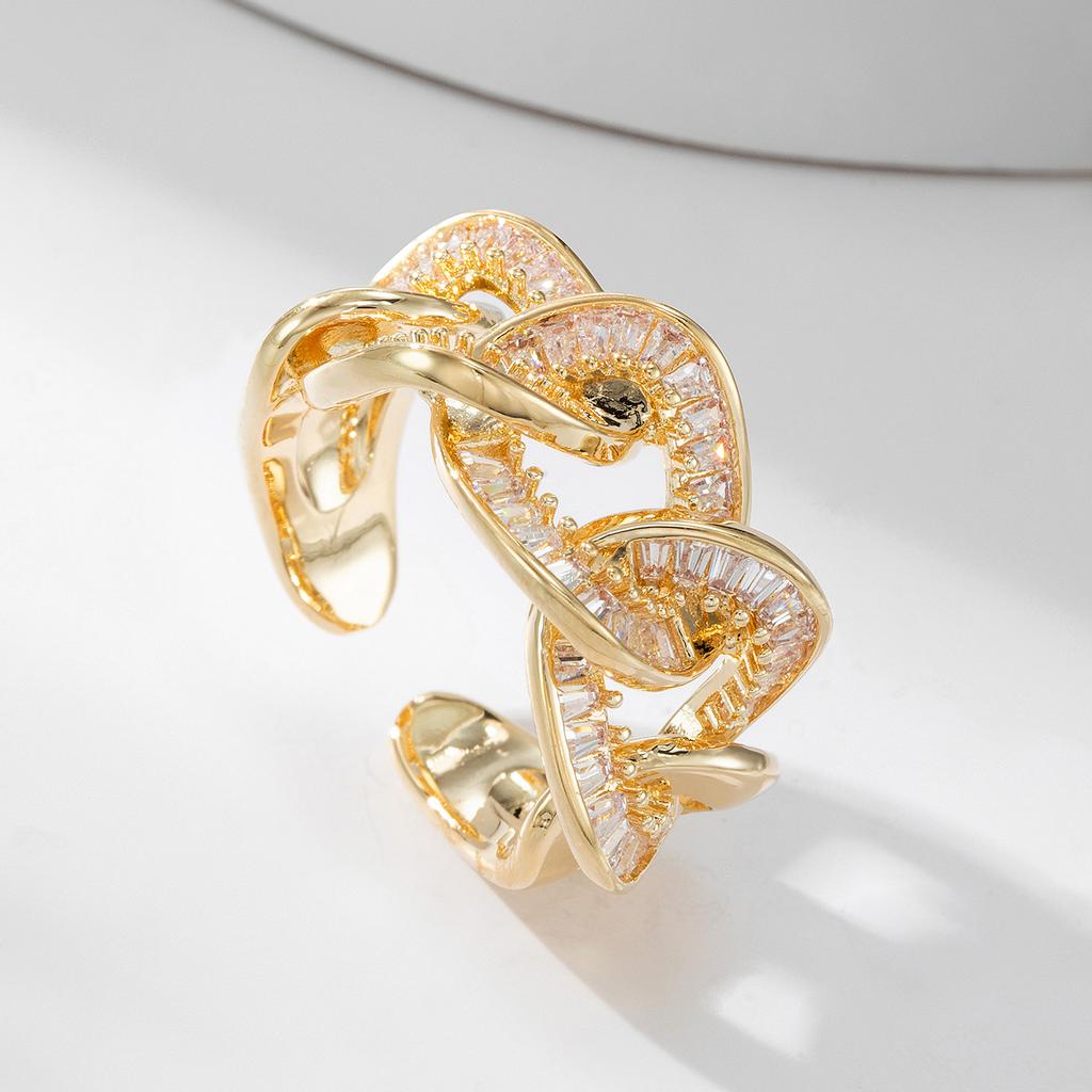 New chain shaped light luxury cool style European and American niche ring exquisite personality fashionable versatile open ring