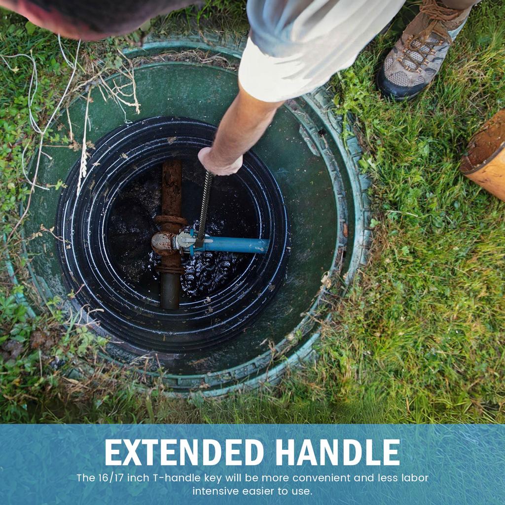 2Pcs Water Meter Key Carbon Steel Water Shut Off Tool 16inch/17inch T-Handle Water Meter Wrench for Water Gas Meter Box