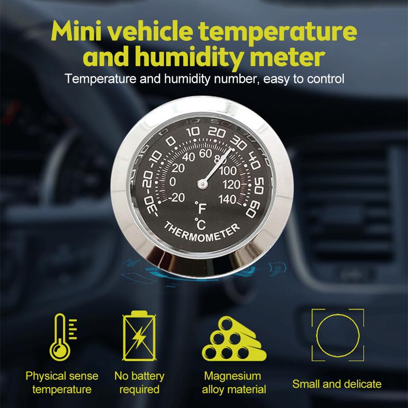 Mini Thermometer Hygrometer Mechanical No Battery Analog 37mm Car Temperature and Humidity Gauge with Paste Sticker