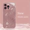 Kreatives Rosa Blumenpflanzen Muster Metallische Farbe Glas Handyhülle Für iPhone 11 12 13 14 15 16 17 Pro Max Plus 16E 17Air Hülle