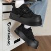 New thick-soled Velcro fleece thickened warm small black shoes heightening shoes comfortable board shoes