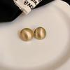 Silver needle hemisphere metal stud earrings Korea's new light luxury brushed design earrings fashion temperament earrings