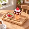 Doll Mansion Food Accessories 10Pcs Mini Ice Creams, Tiny 3D Strawberry Jam Resin Dessert Pretend Play Toys Miniatures for Mansion, DIY