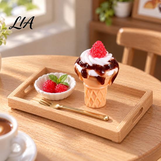 Doll Mansion Food Accessories 10Pcs Mini Ice Creams, Tiny 3D Strawberry Jam Resin Dessert Pretend Play Toys Miniatures for Mansion, DIY