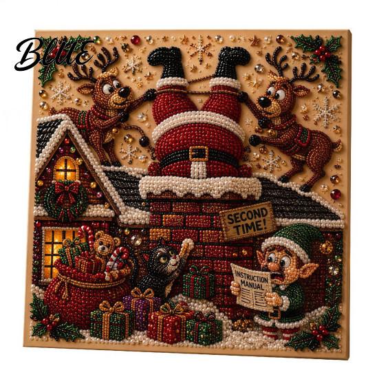 Shiny Faux Gemstone Craft Supplies Christmas Pearl Art Kit, DIY Rhinestone Painting 8" X 8", Cartoon 3D Picture Creation Snowman Animal Diamond