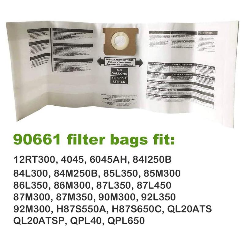 Pack Of 9 Replacement Filter Bags For Shop Vac Bags 5-8 Gallon Disposable Collection Filter Bags