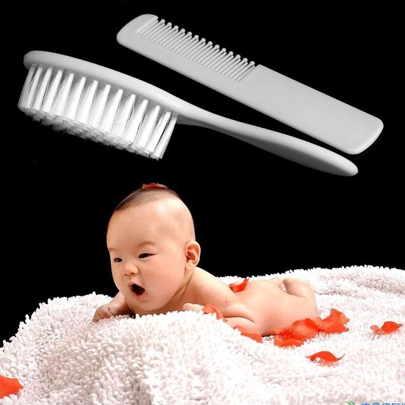 Baby Hair Brush & Comb Set In White Soft Gentle for Babies Toddlers Essentials