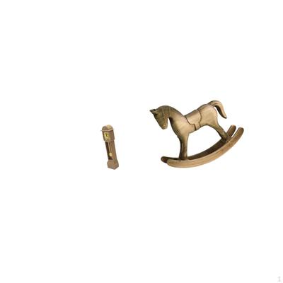 Miniature Grandfather Clock And Rustic Rocking Horse Figurine for Living Room Countertop Cabinet TV