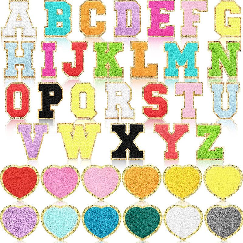 Mixed Color English Alphabet Embroidery Cloth Sticker Digital Towel Embroidery Computer Embroidery Stamp Clothes Smiley Face Patch Sticker