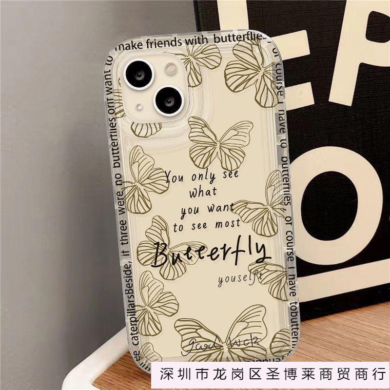 Retro Butterfly Apple 15 Mobile Phone Case Iphone14promax Transparent Soft Rubber 13/12/11 All-inclusive Anti-drop XR