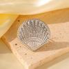 Stainless Steel Shell Fashion Open Ring - European & American Seaside Vacation Style, Niche Design, Non-Fading Jewelry