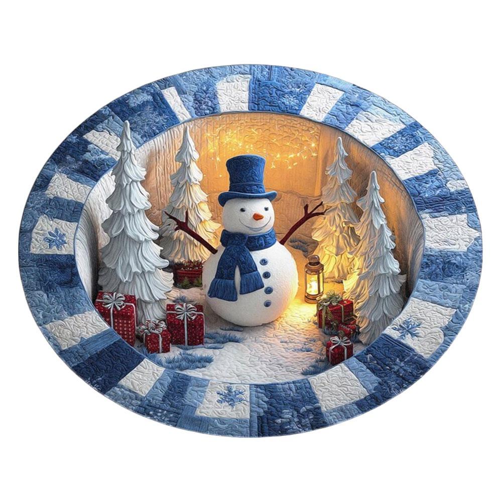 60*60cm Christmas Round Carpet Crystal Velvet Red Christmas Tree Base Mat 3D Special-shaped Anti-Slip Entrance Carpet