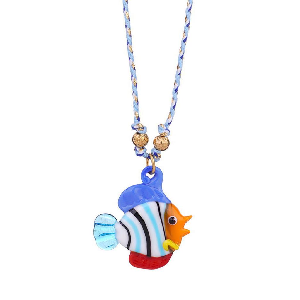 Fish Glass Pendant Necklace Adjustable Chain Necklace Unique Fish Necklace Glass Texture for Casual or Formal Wear