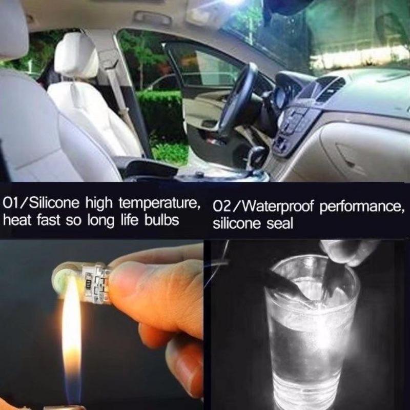Zboží 6/10ks T10 W5W LED žárovka pro vnitřní osvětlení auta, blinkr, boční světlo, světlo SPZ 5 barev