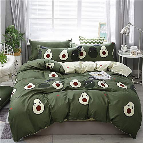 Cartoon Avocado Duvet Cover Three-Piece Set Funny Pattern Bedding Set With Pillowcase