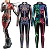 Colorful Skeleton Bodysuit For Halloween Unique Digital Print Jumpsuit