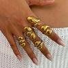 Ingemark 5Pcs/Set Vintage Irregular Droplet Shaped Open Rings Women 2026 Trendy Gold Color Chunky Thick Ring Aesthetic Jewelry