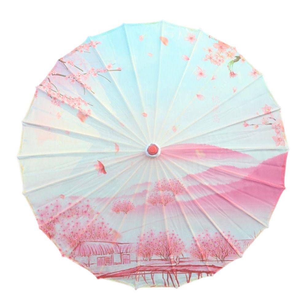 Printed Silk Oiled Paper Umbrella Tassel Design Silk Fabric Umbrella Bridesmaids Party