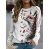 3D Leopard Print Ladies' Long-sleeved Warm T-shirt Urban Street Ladies' Fashionable Top Autumn And Winter Ladies' Casual T-shirt