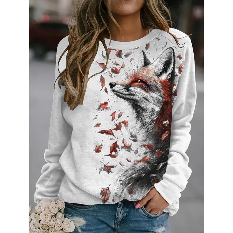 3D Leopard Print Ladies' Long-sleeved Warm T-shirt Urban Street Ladies' Fashionable Top Autumn And Winter Ladies' Casual T-shirt