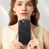 PYNANA PN-16L2 For iPhone 16 Pro Case Compatible with MagSafe Crystal Ring Kickstand PU Leather PC Cover