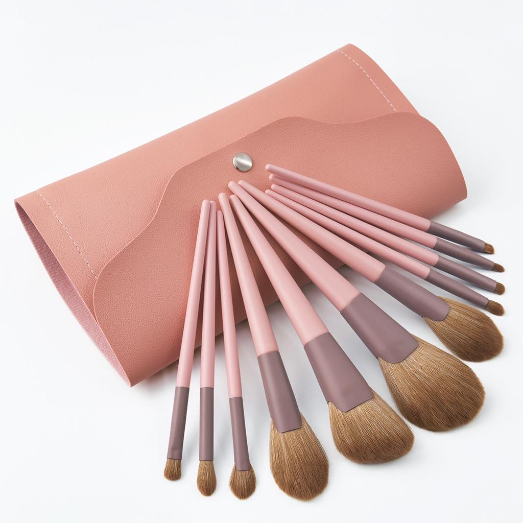 11pieces Pink Makeup Brush Set Essential Cosmetic Tools High Quality Synthetic Hair Foundation Powder Eye Cosmetic Brushes