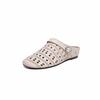 Baotou half slippers women's summer 2025 new soft leather soft bottom comfortable outer piercing hole fashion hollow mother cool slippers