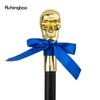 Golden Skull Head with Bow Tie Gentleman Walking Cane Fashion Walking Stick Gentleman Crosier Knob Walking Stick 93cm