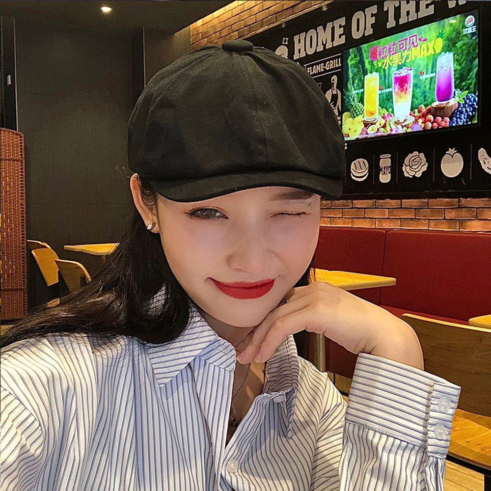 Retro Koreanische Erwachsenenkappe Künstlerhut Damen Achteckiger Hut Malerhut Herren Barett Koreanischer Stil Kappe