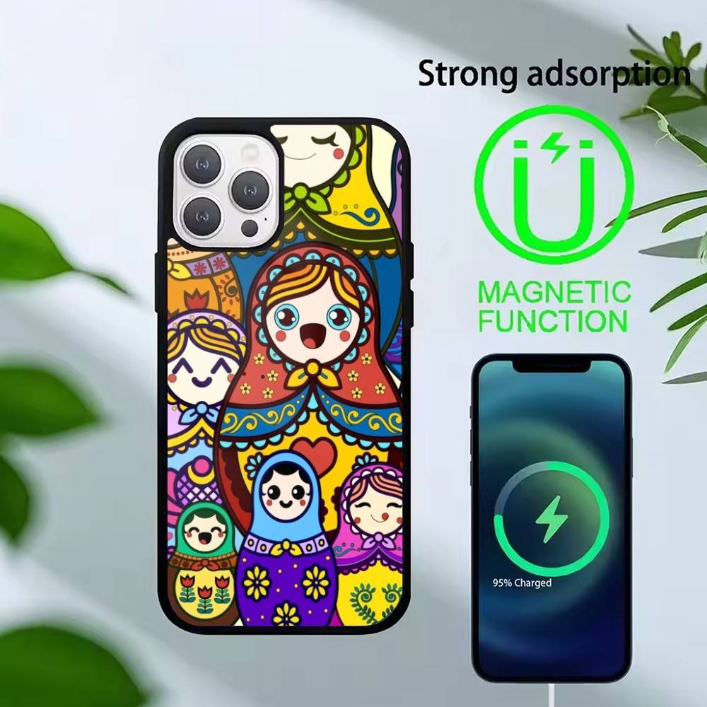 D-Russian Dolls Matryoshka Phone Case For iPhone 14,16,15,13,17,12,Plus,Pro,Max Magnetic For Magsafe Frosted Cover