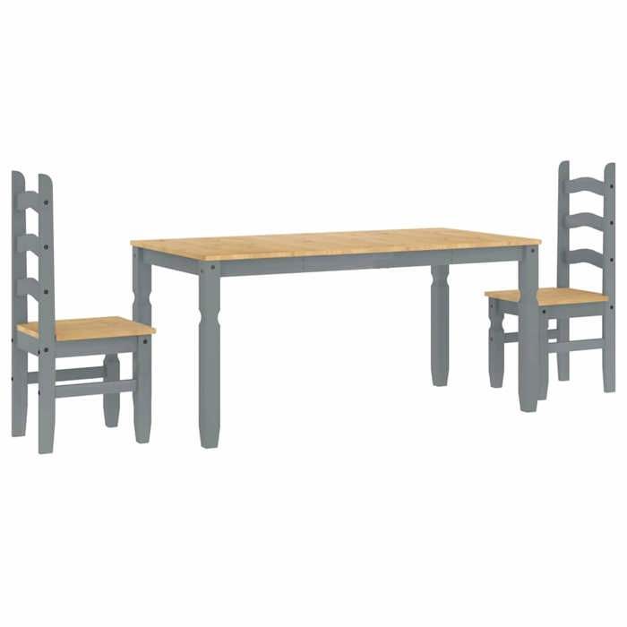 VidaXL Ensemble à manger Panama 3 pcs gris bois de pin massif, ensemble de table à manger, table et chaises de cuisine, 3345201