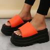 European and American Spring and Summer New Fashion Muffins and Thick-soled Large-size Slippers Women's Head Waterproof Table One-word Drag