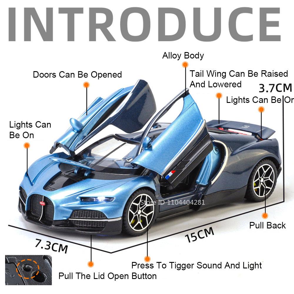 1:32 Tourbillon Bolide Alloy Diecast Sports Car Model Toys Sound Light Pull Back Doors Opened Miniature Vehices Adult Boys Gifts