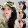 Boho Fluffy Flower Headdress Gradient Sweet Flower Crown Artificial Flower Headband  Weddings