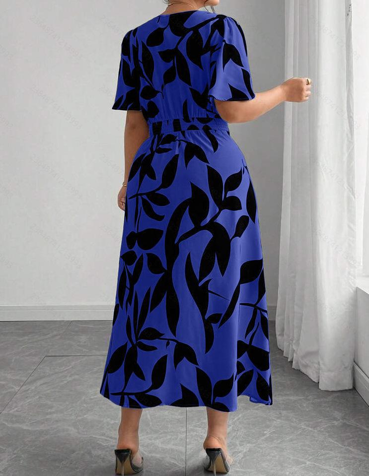 Elegantes europäisches & amerikanisches Übergrößen-V-Ausschnitt-Langkleid