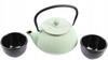 0.8L CAST IRON TEA TEAPOT INFuser 2x Enameled Cups